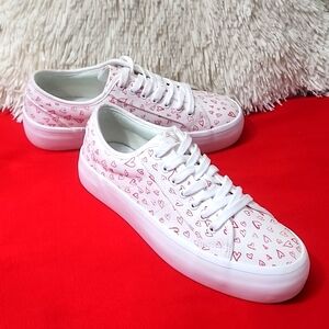 Joie White and Pink Heart Sneakers